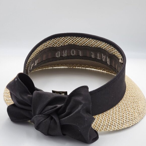 Kate Lord Womens Straw Sun Visor With Black Fabric Bow Accent main image 5